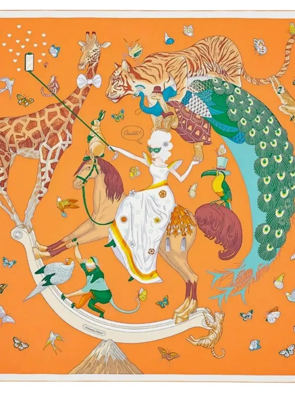 Hermes Story Scarf in Apricot